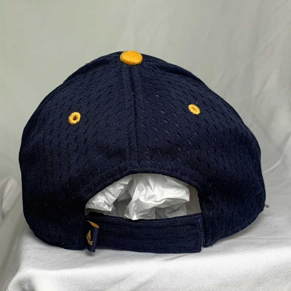 Adidas Navy Blue Yellow Embroidered Logo Mesh Baseball Cap Hat Adjustable